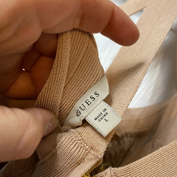 NWT Guess fit and flare cross cross halter skater dress color is champagne gold - Picture 6 of 6